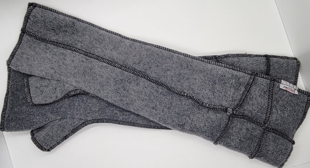 Long Xmittens: Gray with Black Thread