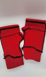 Cuffed Xmittens: Cherry Red with Black Thread