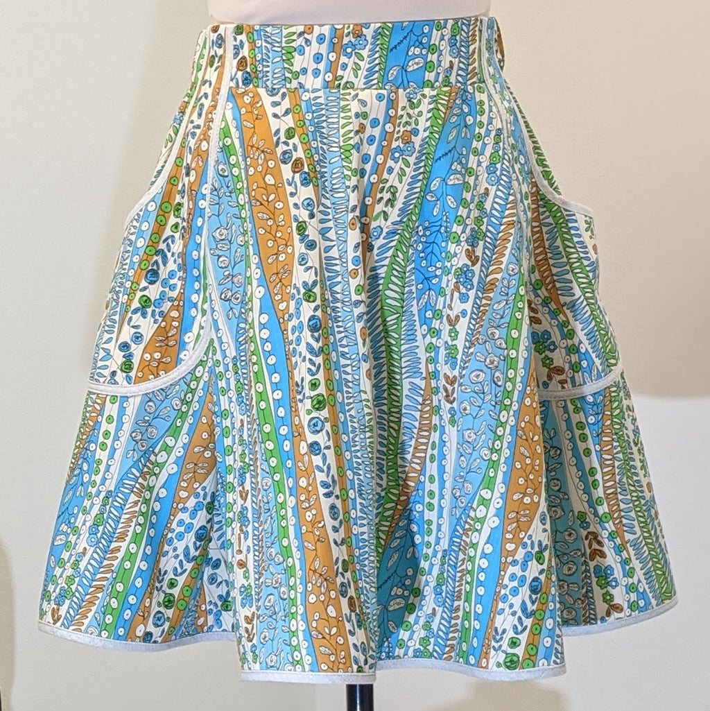 Doodle Waves Vintage Fabric Skirt