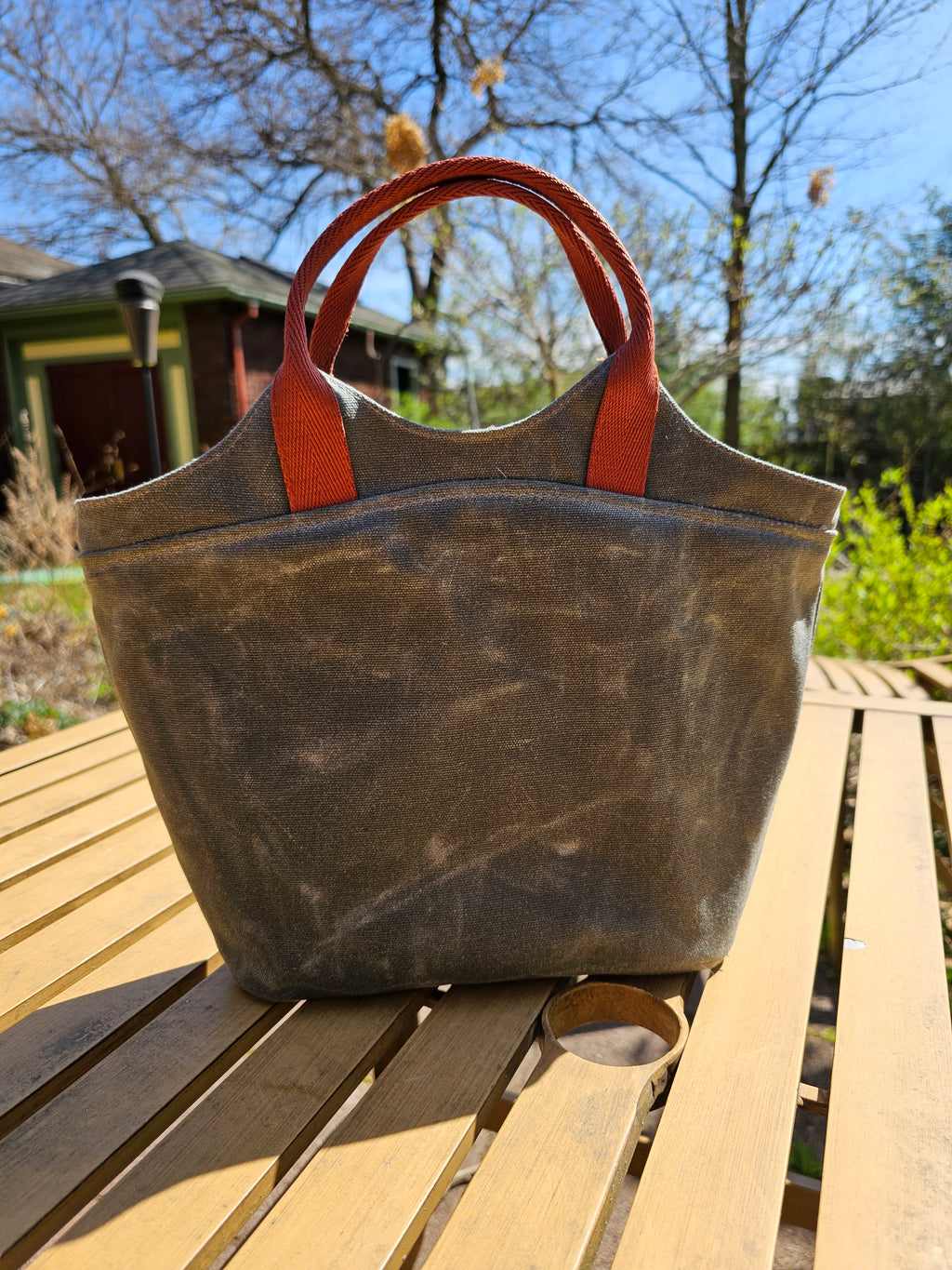 Three Sisters Insulated Tote - Gray with Red Handles