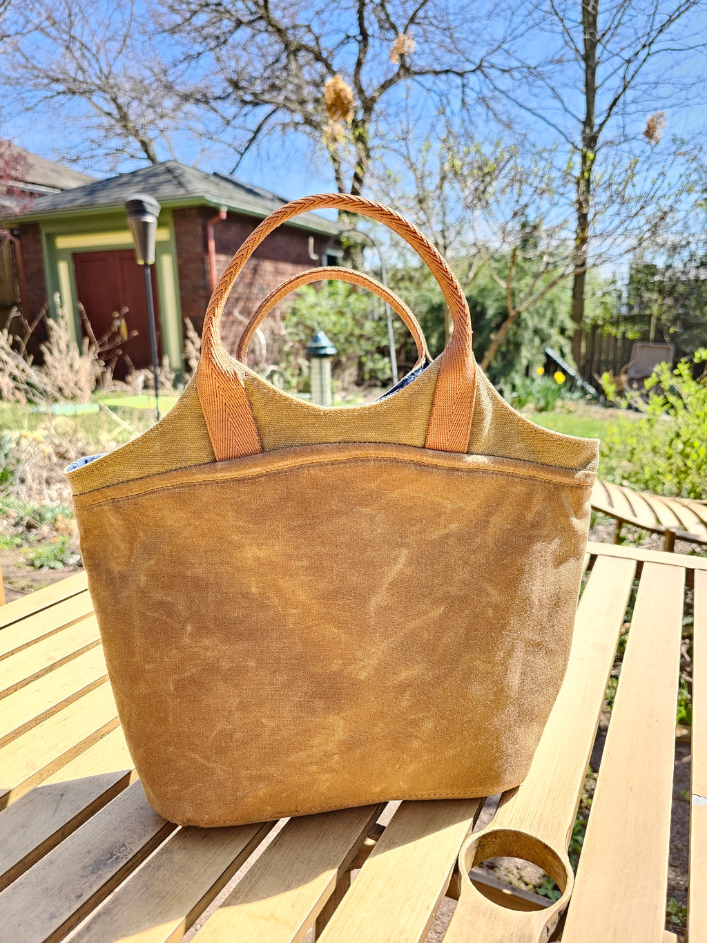 Three Sisters Insulated Tote - Tan with Brown Handles